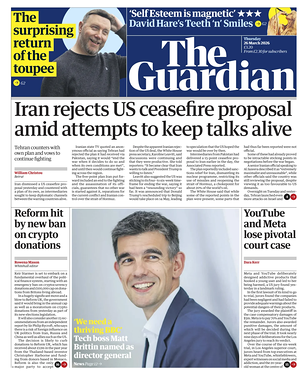 Prima pagina The Guardian di oggi - Quotidiano estero