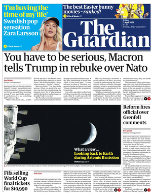 Prima pagina The Guardian di oggi - Quotidiano estero