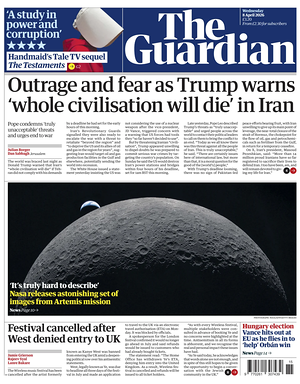 Prima pagina The Guardian di oggi - Quotidiano estero