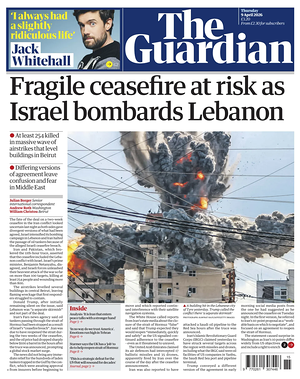 Prima pagina The Guardian di oggi - Quotidiano estero