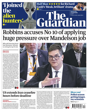 Prima pagina The Guardian di oggi - Quotidiano estero