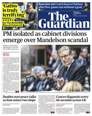 Prima pagina The Guardian di oggi - Quotidiano estero