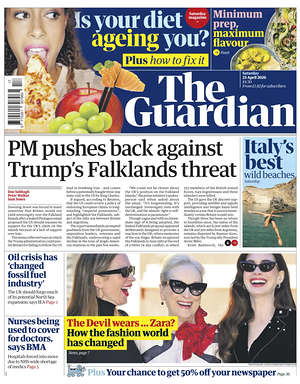 Prima pagina The Guardian di oggi - Quotidiano estero