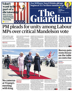 The Guardian prima pagina