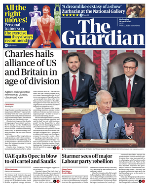 Prima pagina The Guardian di oggi - Quotidiano estero