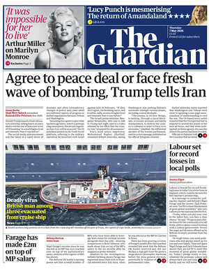 Prima pagina The Guardian di oggi - Quotidiano estero
