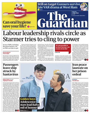 Prima pagina The Guardian di oggi - Quotidiano estero
