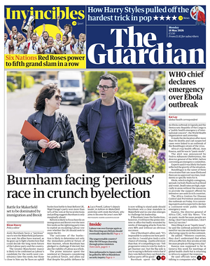 Prima pagina The Guardian di oggi - Quotidiano estero
