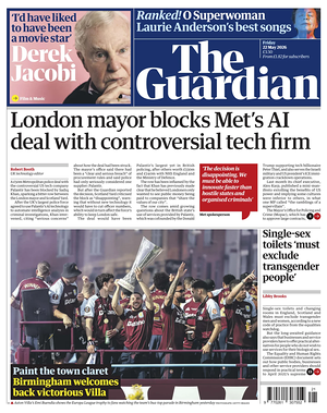 Prima pagina The Guardian di oggi - Quotidiano estero
