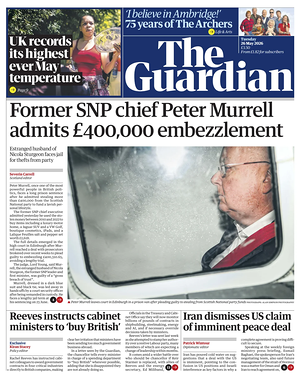 Prima pagina The Guardian di oggi - Quotidiano estero