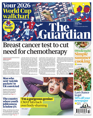Prima pagina The Guardian di oggi - Quotidiano estero