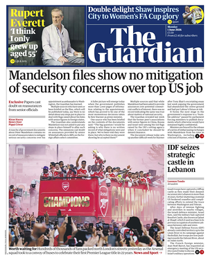 Prima pagina The Guardian di oggi - Quotidiano estero