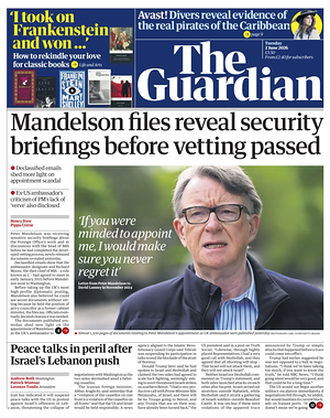 Prima pagina The Guardian di oggi - Quotidiano estero