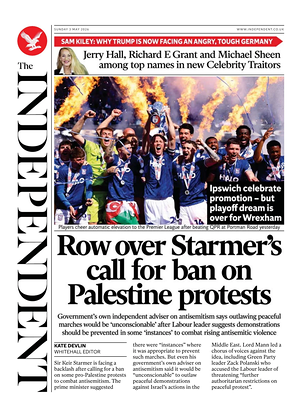 Today's The Independent front page - National newspaper