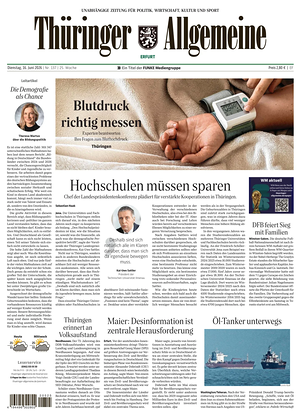 Titelseite von Thüringer Allgemeine heute - Regionale Zeitungen