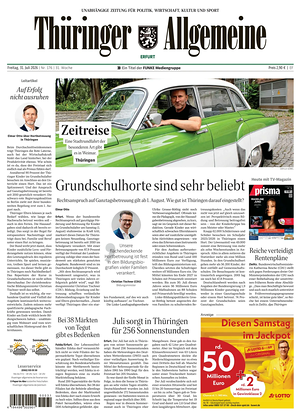 Titelseite von Thüringer Allgemeine heute - Regionale Zeitungen