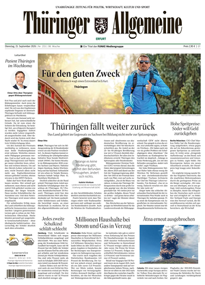 Titelseite von Thüringer Allgemeine heute - Regionale Zeitungen