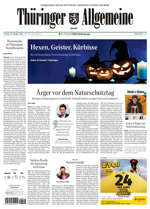 Titelseite von Thüringer Allgemeine heute - Regionale Zeitungen