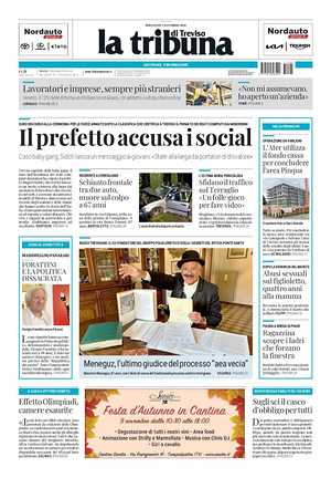 Prima pagina La Tribuna di Treviso di oggi - Quotidiano regionale