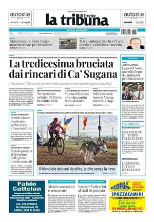 Prima pagina La Tribuna di Treviso di oggi - Quotidiano regionale