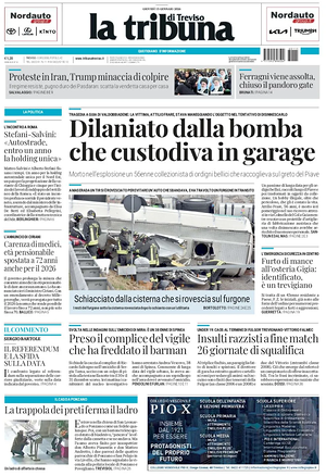 Prima pagina La Tribuna di Treviso di oggi - Quotidiano regionale