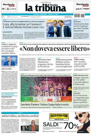 Prima pagina La Tribuna di Treviso di oggi - Quotidiano regionale