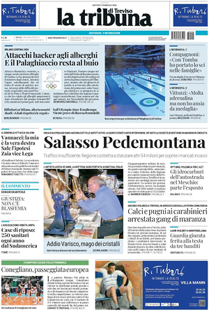 Prima pagina La Tribuna di Treviso di oggi - Quotidiano regionale