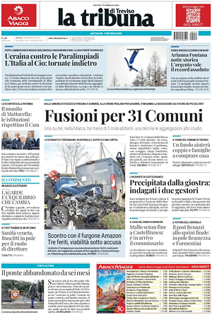 Prima pagina La Tribuna di Treviso di oggi - Quotidiano regionale