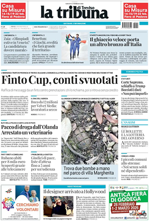 Prima pagina La Tribuna di Treviso di oggi - Quotidiano regionale