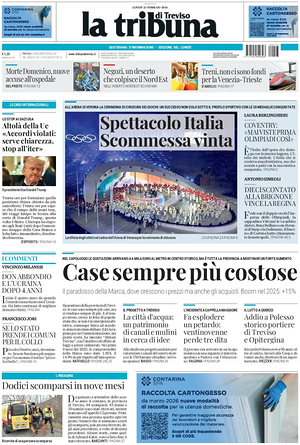 Prima pagina La Tribuna di Treviso di oggi - Quotidiano regionale