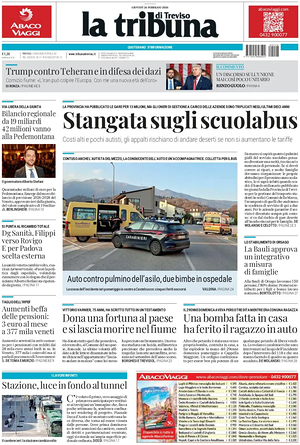 Prima pagina La Tribuna di Treviso di oggi - Quotidiano regionale