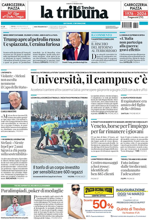Prima pagina La Tribuna di Treviso di oggi - Quotidiano regionale