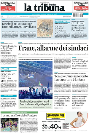 Prima pagina La Tribuna di Treviso di oggi - Quotidiano regionale