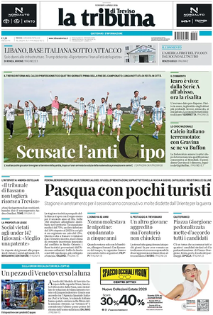 Prima pagina La Tribuna di Treviso di oggi - Quotidiano regionale
