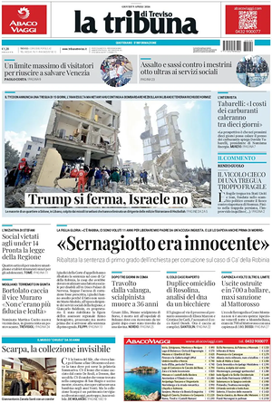 Prima pagina La Tribuna di Treviso di oggi - Quotidiano regionale