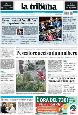 Prima pagina La Tribuna di Treviso di oggi - Quotidiano regionale