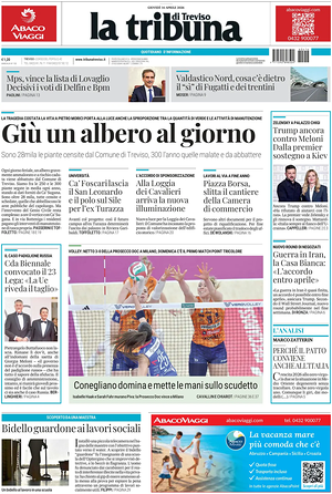 Prima pagina La Tribuna di Treviso di oggi - Quotidiano regionale