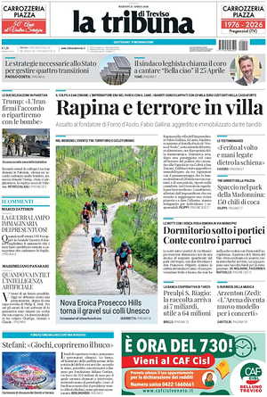 Prima pagina La Tribuna di Treviso di oggi - Quotidiano regionale