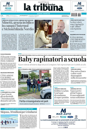 Prima pagina La Tribuna di Treviso di oggi - Quotidiano regionale