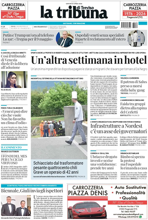 Prima pagina La Tribuna di Treviso di oggi - Quotidiano regionale