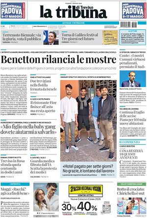 Prima pagina La Tribuna di Treviso di oggi - Quotidiano regionale
