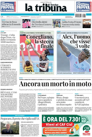 Prima pagina La Tribuna di Treviso di oggi - Quotidiano regionale