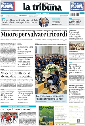 Prima pagina La Tribuna di Treviso di oggi - Quotidiano regionale