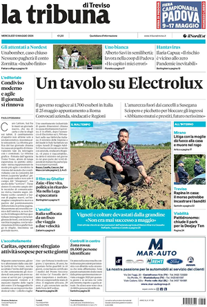 Prima pagina La Tribuna di Treviso di oggi - Quotidiano regionale