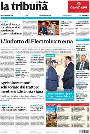 Prima pagina La Tribuna di Treviso di oggi - Quotidiano regionale
