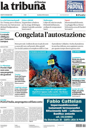 Prima pagina La Tribuna di Treviso di oggi - Quotidiano regionale