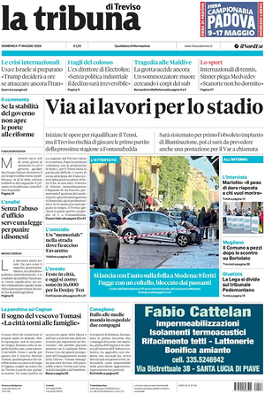 Prima pagina La Tribuna di Treviso di oggi - Quotidiano regionale