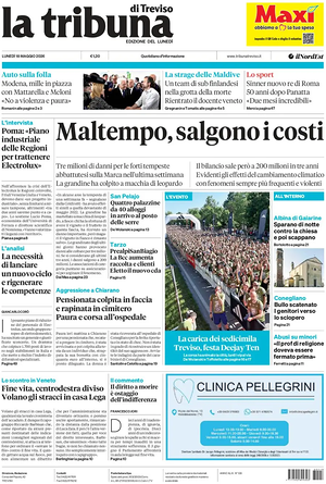 Prima pagina La Tribuna di Treviso di oggi - Quotidiano regionale