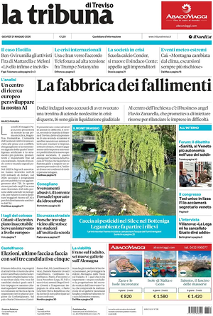Prima pagina La Tribuna di Treviso di oggi - Quotidiano regionale