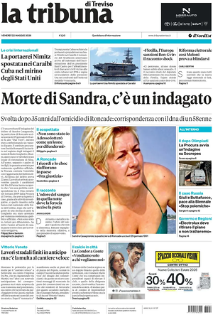 Prima pagina La Tribuna di Treviso di oggi - Quotidiano regionale